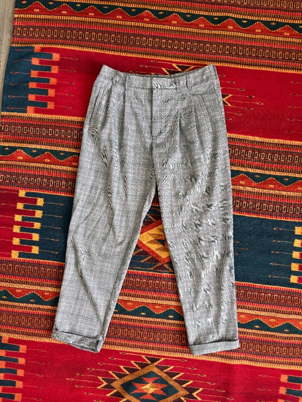 Urban Outfitters Plaid Pleated Cropped Trousers